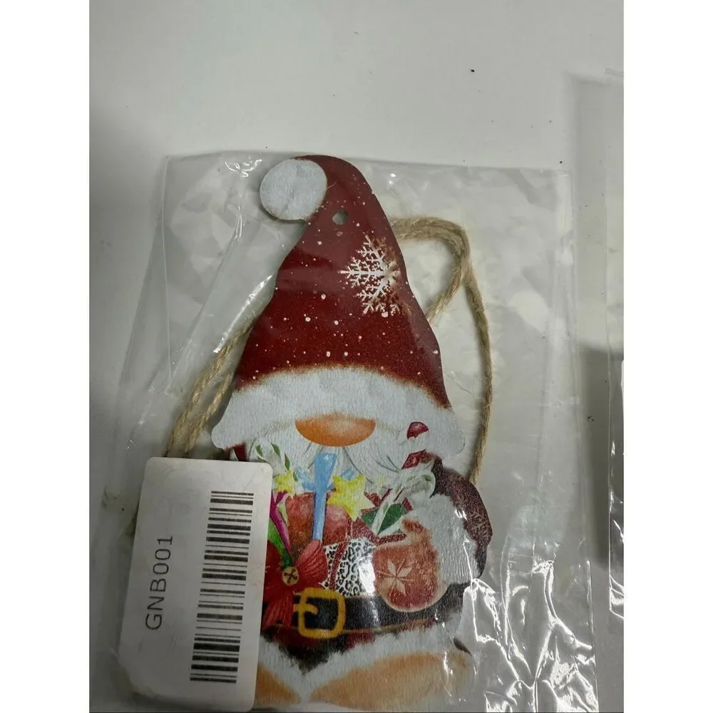 Set of 4 Gnomes Decorations Christmas Tree Wooden Ornaments